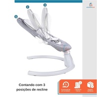 Cadeira de Balanço para Bebê Bliss Baby Style com Música, Mosquiteiro e Controle Remoto - Cinza - imagem 5