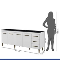 Balcão Atenas 4 Portas e 3 Gavetas Kaiki Móveis – Design Elegante e Funcionalidade Premium - imagem 3