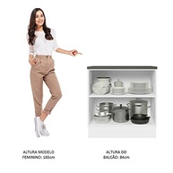 Balcão Madesa Acordes 80cm com 2 Portas - Design Moderno em MDF Branco Brilhante - imagem 5
