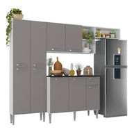 Armário de Cozinha Moderno 228cm com Balcão - Design Branco/Laca Fumê - imagem 4