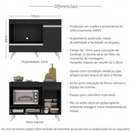 Balcão para Cooktop e Forno 105cm Veneza Multimóveis - Design Moderno com Porta e Gaveta - imagem 3