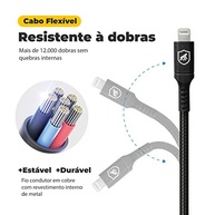 Cabo Gshield Survivor Nylon Balístico 1.5M: Carregamento Rápido e Durabilidade Extrema para iPhone e iPad - imagem 4
