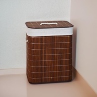 Cesto de Roupa Suja com Alças de Bambu e Tampa - 50L | Forrado e Compacto para Banheiro, Lavanderia ou Quarto - imagem 3