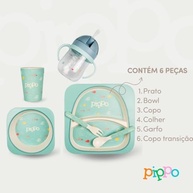 Kit Alimentação Fibra de Bambu - Prato, Bowl, Talheres e Copos Seguros para Bebês | Pippo Fundo do Mar - imagem 3