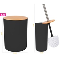 Kit Banheiro com Tampa em Bambu - 6 Peças com Lixeira, Escova Sanitária, Porta Sabonete e Escova de Dente - imagem 4