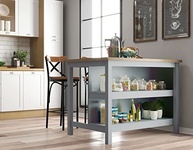 Bancada Gourmet Ilha de Cozinha Ditália 2 Prateleiras Cinza - Design Moderno e Resistente - imagem 2