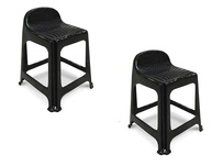 Kit com 2 Bancos de Plástico com Encosto - Banquetas Empilháveis Pretas para Conforto e Estilo - imagem 1