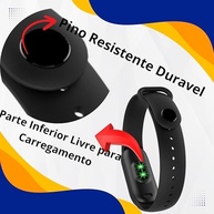 Pulseira MI Band 5 e 6 Silicone Premium- Compatível Confortável - Bracelete de Reposição Esportiva e Ajustável - Design Anatômico (Preto) - imagem 4