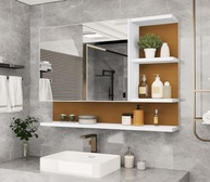 Armário Espelheira para Banheiro 1 Porta Cleópatra Branco - Design Moderno com Espelho e Resistência à Umidade - imagem 4