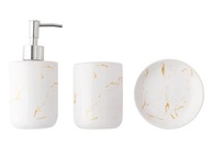 Conjunto de Banheiro Moderno em Cerâmica com Efeito Mármore - 3 Peças (Branco) - imagem 1