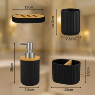 Kit Banheiro 6 Peças em Preto com Bambu – Moderno e Funcional - imagem 4