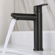 Torneira Bancada para Pia de Banheiro em Aço Inox Preto – Sistema 1/4 Volta, Design Moderno e Instalação Fácil - imagem 1