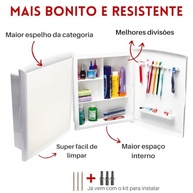 Armário para Banheiro Grande com Espelho e Nichos Divisores - Modelo Imperial Luxo Bege - imagem 5