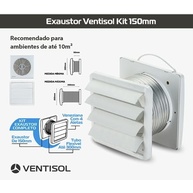 Kit Exaustor Banheiro Completo 150mm Bivolt com Duto e Grade contra Insetos - imagem 5