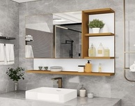Armário Espelheira para Banheiro com 1 Porta Cleópatra Nature - Design Moderno e Funcional - imagem 2