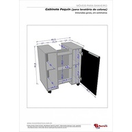 Gabinete Armário de Banheiro Pequin com Pia de Coluna – Branco/Nero Moderno com 6 Nichos e Rodízios - imagem 4