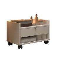 Armário de Banheiro Gabinete Prisma com Gaveta, Nicho e Rodinhas – Design Moderno Off White - imagem 5