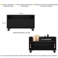 Gabinete Armário de Banheiro 60cm com Rodízios - Multimóveis V3591 Preto - imagem 3