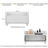Balcão Gabinete para Banheiro com Rodízios 80cm | Multimóveis V2608 em Branco - imagem 4