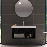 Gabinete para Banheiro com Cuba em MDF Preto Premium Zoff Riverzza - imagem 1