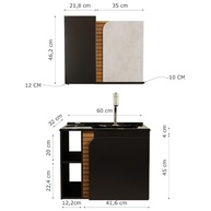 Gabinete de Banheiro Lotus com 2 Portas, Espelheira e Cuba em Preto Fosco com Acabamento Ripa 3D - imagem 5