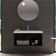 Gabinete para Banheiro com Cuba em MDF Preto Premium Zoff Riverzza - imagem 2