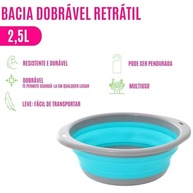 Bacia Dobrável Retrátil Multiuso 2,5L/9,5L - Portátil e Resistente para Lavanderia, Casa e Banho - imagem 4