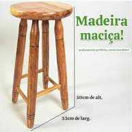 Banquinho de Madeira Maciça 50cm - Banqueta Resistente e Estilosa para Ambientes Modernos - imagem 4