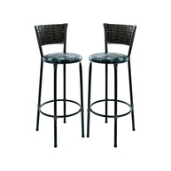 Kit 2 Banquetas Altas de Fibra Sintética para Cozinha - Design Moderno Argila (Preto Florido) - imagem 1