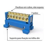 Kit Borneira barramento com suporte para trilho 1 neutro + 1 terra 7 polos - imagem 4
