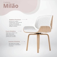 Cadeira Milão Interlocutor Base Fixa Giratória em Couro Premium (Branco Natural) - Design Sofisticado e Conforto Ergonômico - imagem 5