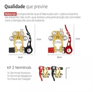 Kit 2 Terminais Engate Rápido Bateria Veicular Dourado - Conexão Segura e Desconexão Fácil - imagem 2