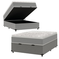 Cama Box Baú Casal com Molas Ensacadas e Pillow Top - Conforto Premium Martino Cinza - imagem 1
