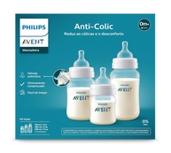 Kit Triplo Mamadeira Anti-Cólica Philips Avent 125ml + 260ml + 330ml - Conforto e Segurança para o Bebê - imagem 1