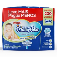 MamyPoko Lenços Umedecidos Toque Suave 200 Unidades - Maciez e Proteção para a Pele do Bebê - imagem 1