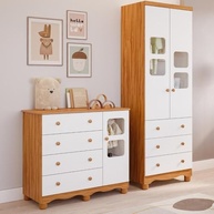 Quarto de Bebê Completo com Guarda-Roupa e Cômoda Uli em Madeira Peroba - imagem 2