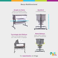 Berço Portátil Bebê Acoplável Co-Bed Connect Maxi Baby Cinza - Conforto e Segurança Próximos dos Pais - imagem 4