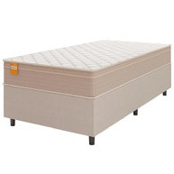 Cama Box Solteiro Colchão Molas Qatar 88x188x60cm Bege/Branco Inducol - Conforto e Resistência até 200kg - imagem 1