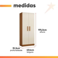 Guarda-Roupas Multiuso Solteiro Belem - 4 Prateleiras, Design Madeirado/Off White - imagem 4