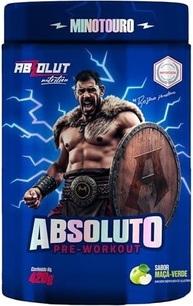 Absolut Nutrition, Pré-treino complementado com Beta-alanina, Arginina, Taurina, e Cafeína, Sabor maçã verde, Absoluto Minotouro, 420 gramas - imagem 1