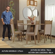 Conjunto de Sala de Jantar Beverly 6 Cadeiras com Mesa de Madeira Madesa - imagem 5