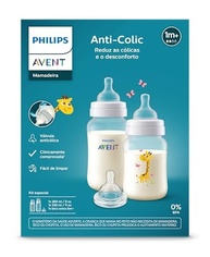 Kit Mamadeiras Anti-Colic Girafa Philips Avent 260ml + 330ml com Bico Extra T4 6m+ - imagem 5