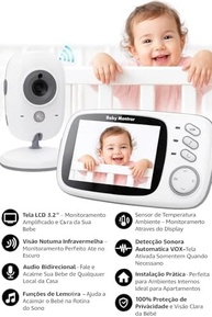 Câmera para Bebês com Visão Noturna, Áudio Bidirecional e Monitoramento de Temperatura - Tela 3.2" - imagem 2