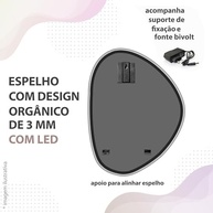 Espelho Orgânico 70x58 com LED Embutido e Fonte Bivolt - Iluminação Moderna e Elegante - imagem 4