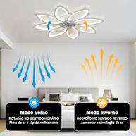 Ventilador de Teto com Luz LED e Controle por APP Tuya - 3 Cores de Luz, Bivolt, 90cm - imagem 4