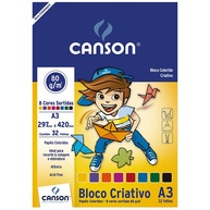 Bloco Criativo Canson A3: 8 Cores e 32 Folhas - imagem 1