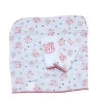 Paninho de Boca Bebê Babete Fraldinha Kit com 3 Unidades - Baby Gijo Rosa Ursinhas - imagem 4