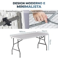 Mesa Dobrável Portátil BODEN 1,80m com Alça - Ideal para Eventos, Camping e Ambientes Internos/Externos - imagem 4