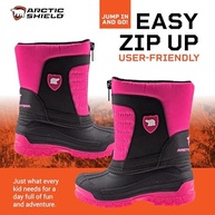 ArcticShield Botas de Neve Infantis Impermeáveis Aquecidas Confortáveis Duráveis Fácil de Calçar e Descalçar Inverno (Bebê/Criança Pequena/Criança Grande), rosa, 12 Little Kid - imagem 3