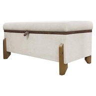 Puff Recamier Baú Bege 100 cm - Estilo Bouclé Moderno para Quarto ou Sala - imagem 4